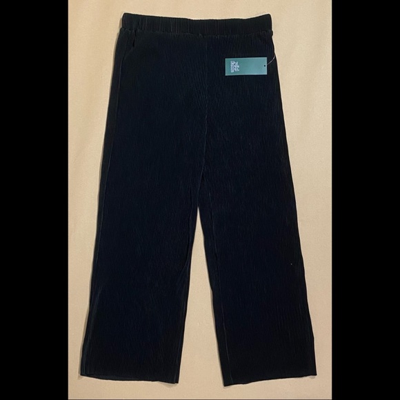 Wild fable black bodre wide leg crop pull on pants - Picture 4 of 6